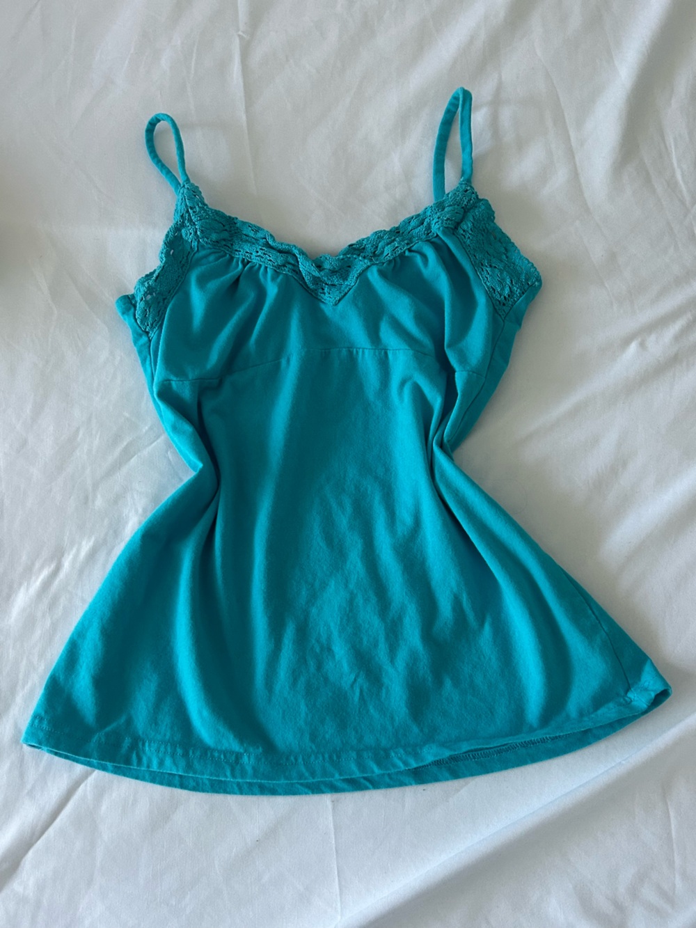 Full Tilt Teal Lace-Trim Bandeau Cami